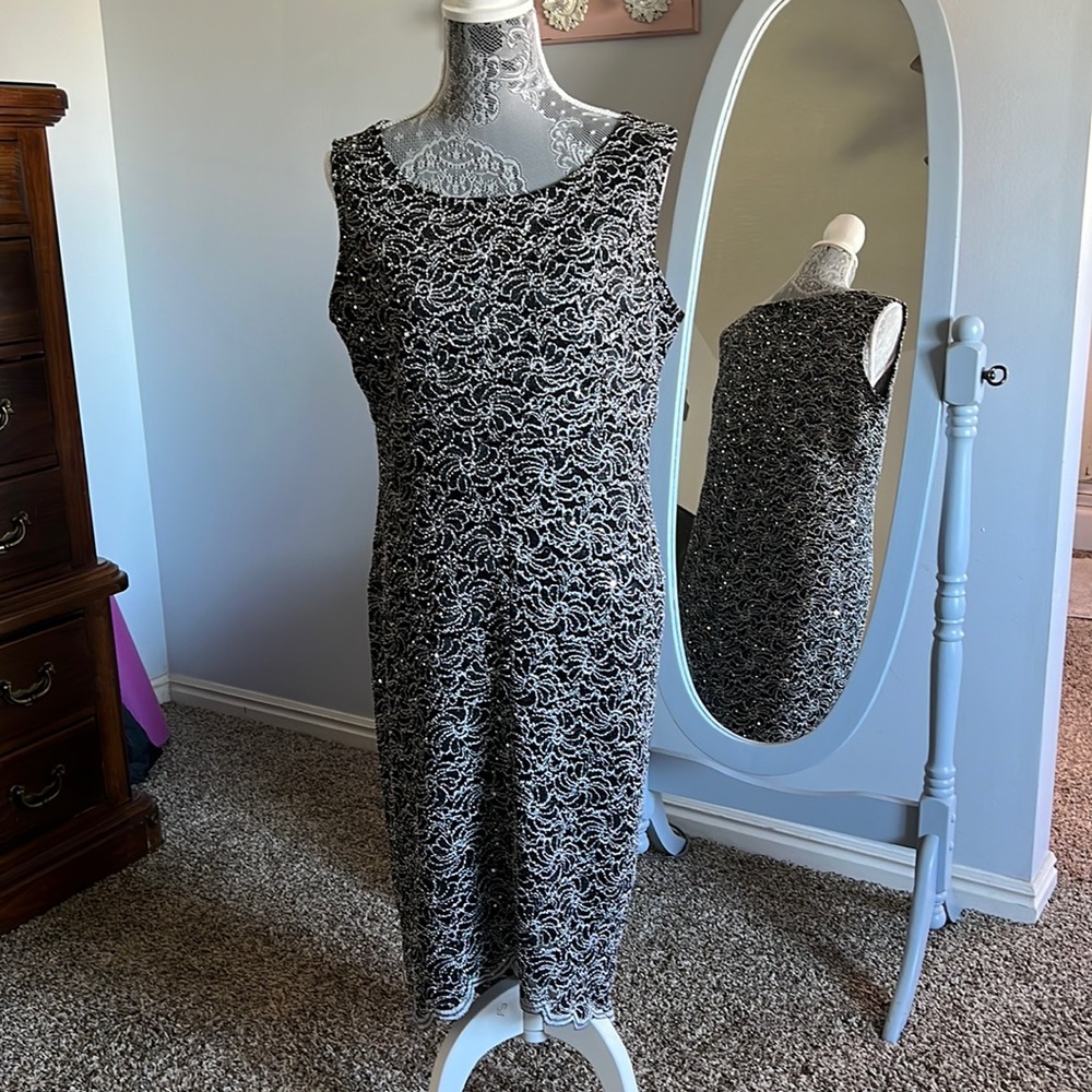 Black and silver sleeveless dress